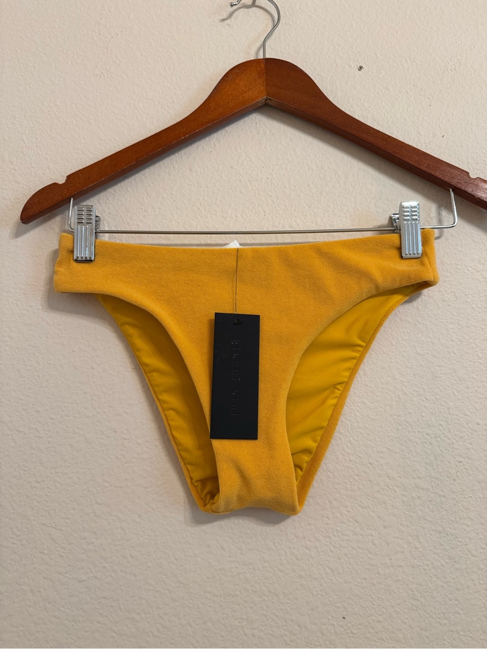 GIANNI BINI Terry Solid Retro Bikini/Swim Bottom Gold